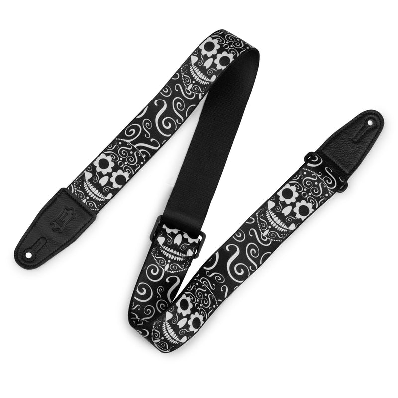 Levys Calaca Poly Guitar Strap With Black And White Design