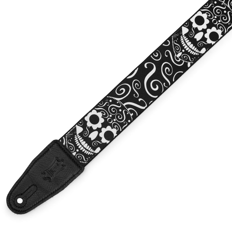 Levys Calaca Poly Guitar Strap With Black And White Design
