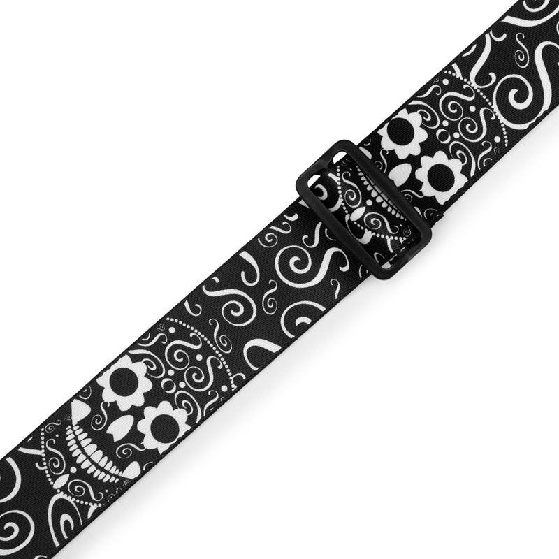 Levys Calaca Poly Guitar Strap With Black And White Design