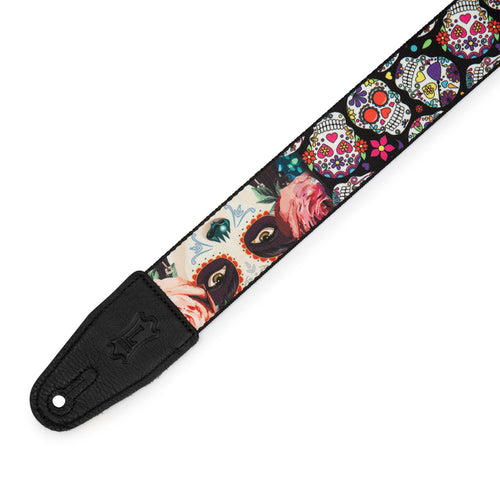 Levys Calaca Poly Guitar Strap With Eyes Design