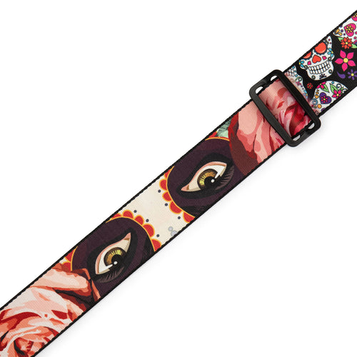 Levys Calaca Poly Guitar Strap With Eyes Design