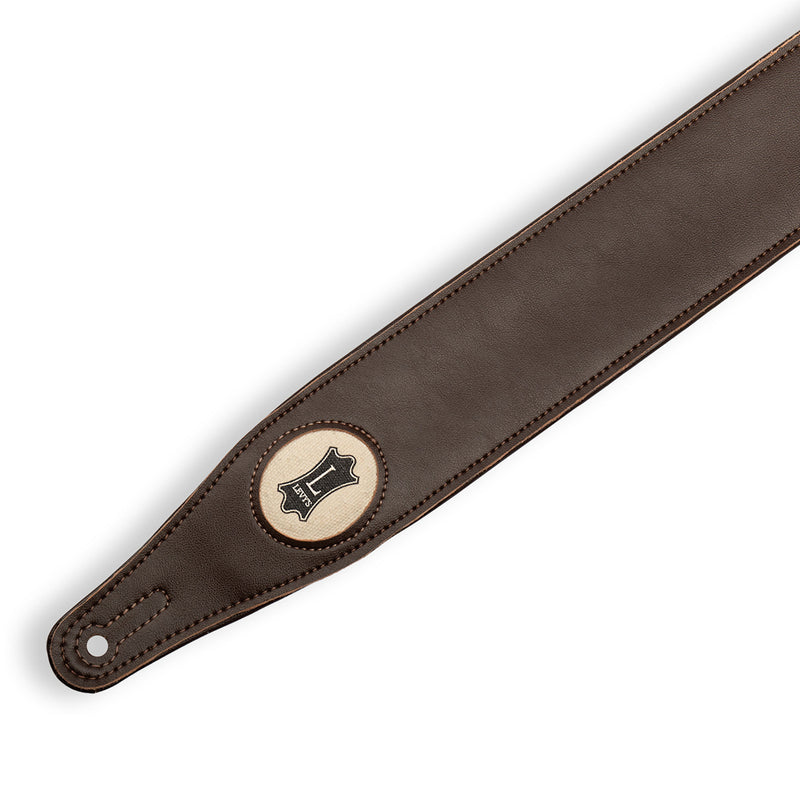 Levys Dark Brown Vegan Leather Guitar Strap