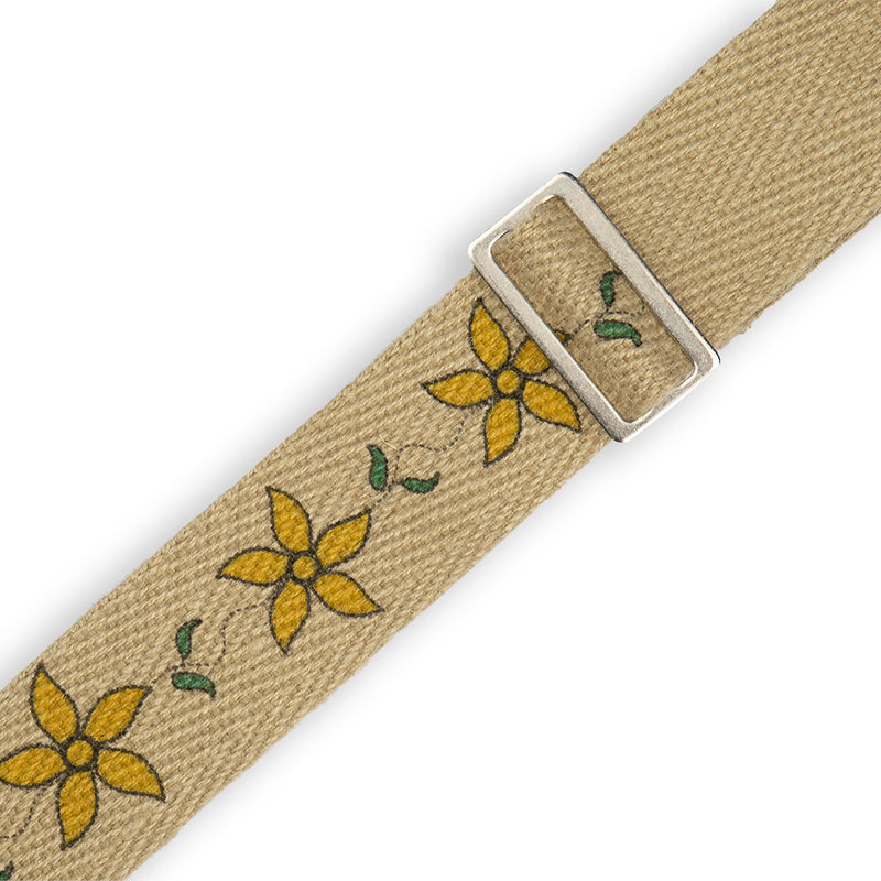 Levys Hemp Flowering Vine Guitar Strap With Yellow Flowers