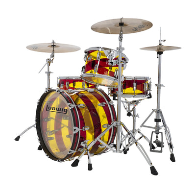 Ludwig Limited Edition Vistalite 50th Anniversary 3 Piece Fab Shell Pack Drum Kit, Yellow/Red/Yellow