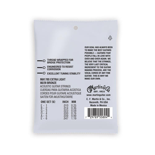 Martin Authentic Acoustic Marquis Silked Guitar Strings, .10-.47 Extra Light, 80/20 Bronze