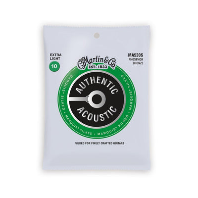 Martin Authentic Acoustic Marquis Silked Guitar Strings, .10-.47 Extra Light, Phosphor Bronze