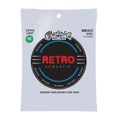 Martin Retro Acoustic Guitar Strings, .10-.47 Extra Light 12-String, Monel
