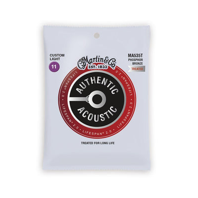 Martin Authentic Acoustic Lifespan 2.0 Treated Phosphor Bronze Guitar Strings, .011-.052 Custom Light