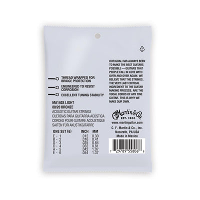 Martin Authentic Acoustic Marquis Silked Guitar Strings, .12-.54 Light, 80/20 Bronze