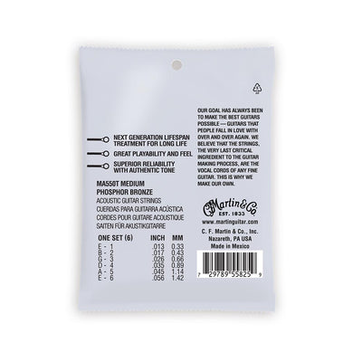 Martin Authentic Acoustic Lifespan 2.0 Treated Phosphor Bronze Guitar Strings, .013-.056 Medium