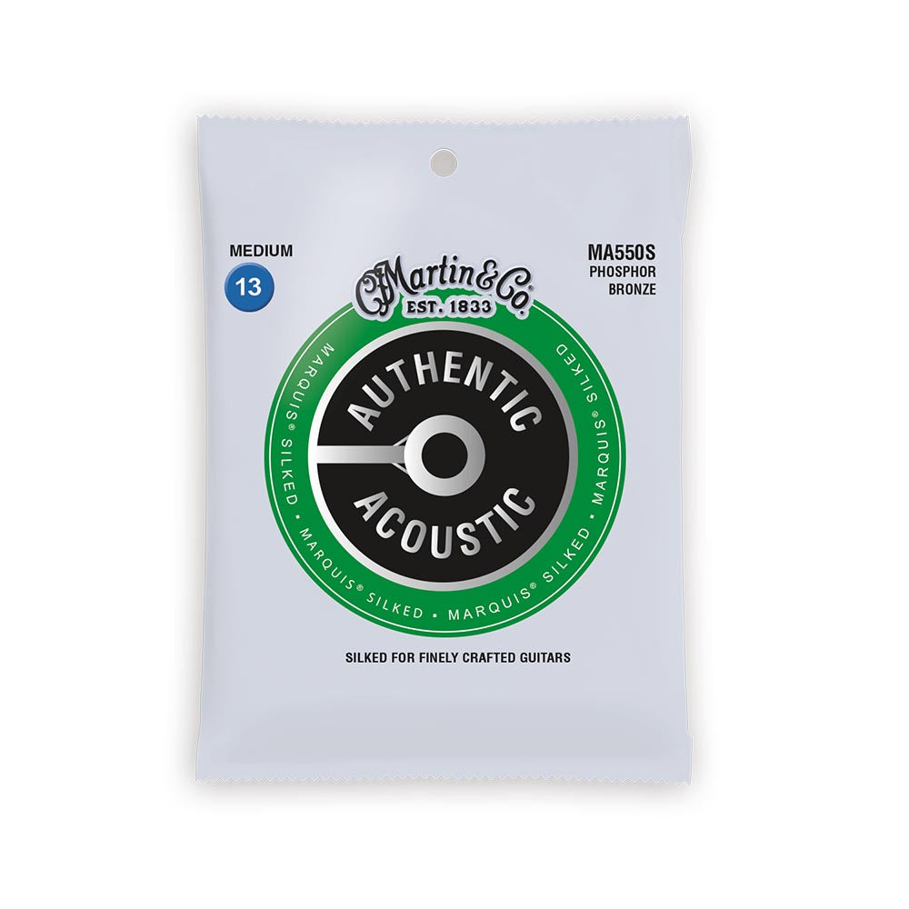 Martin Authentic Acoustic Marquis Silked Guitar Strings, 13-56 Medium, Phosphor Bronze