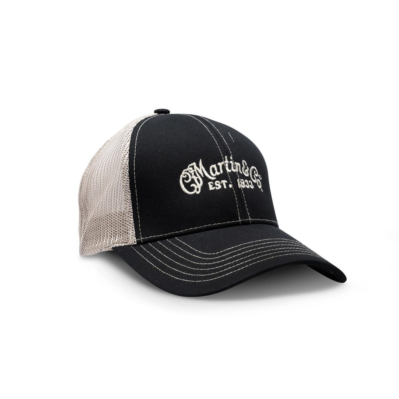Martin Logo Trucker Hat W- Tan Mesh, Black