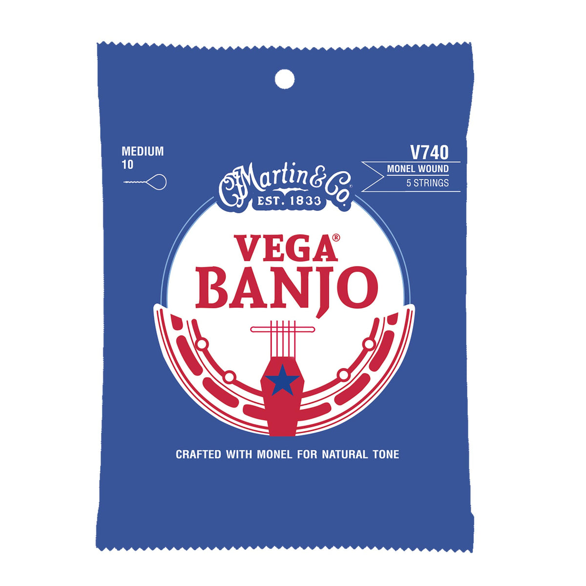 Martin Medium Vega Retro Banjo Monel Wound Strings, 5-String