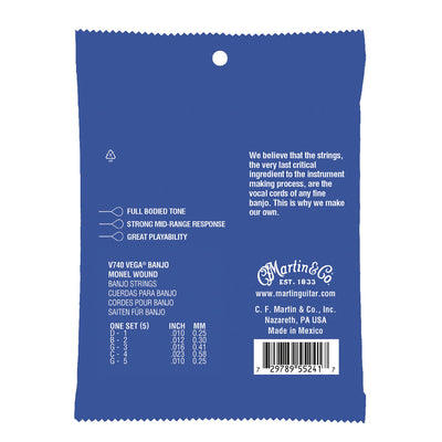 Martin Medium Vega Retro Banjo Monel Wound Strings, 5-String