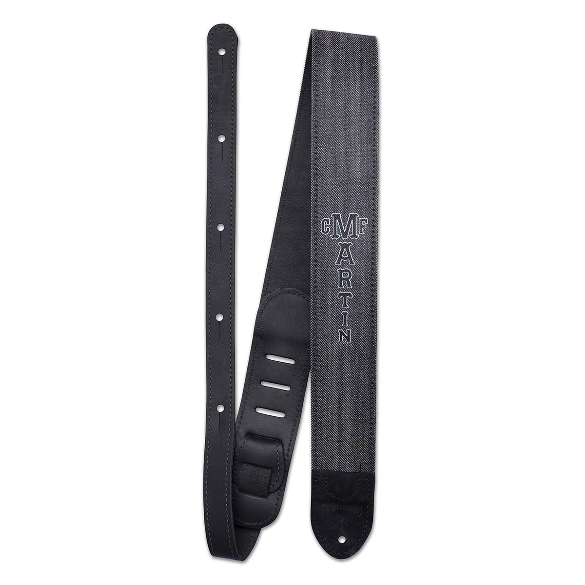 Martin Reversable Guitar Strap Leather/Denim, Black