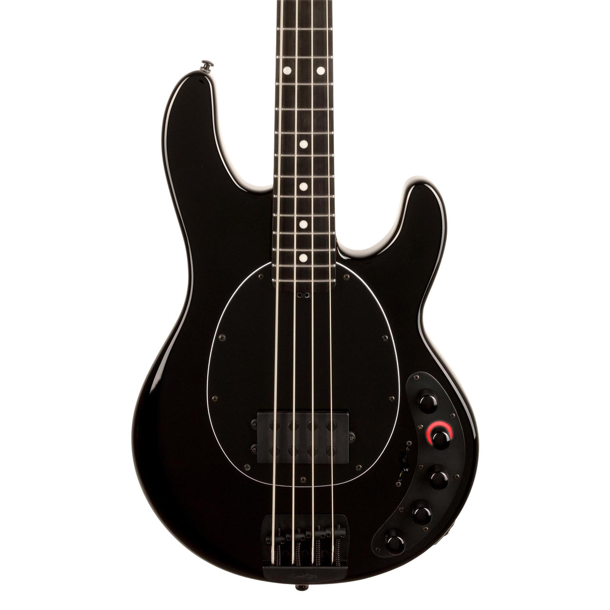 Music Man DarkRay Bass Roasted Maple Neck, Ebony, Obsidian Black