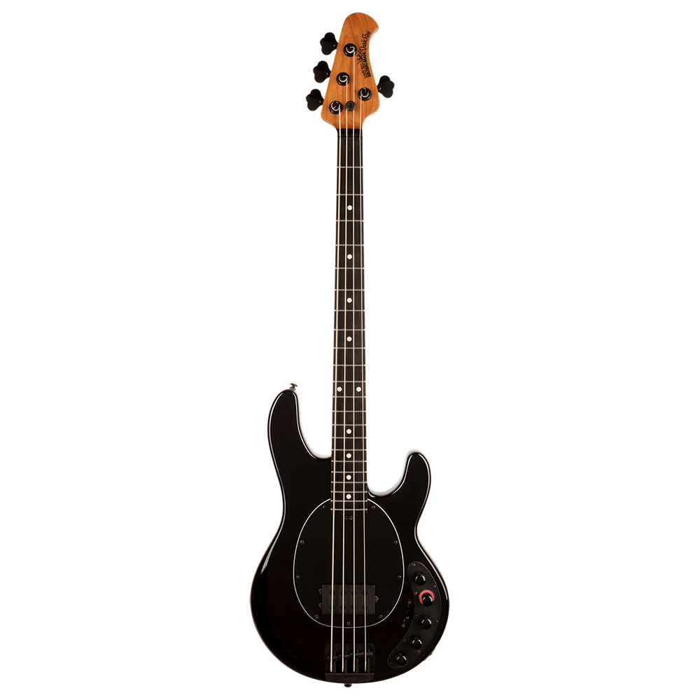 Music Man DarkRay Bass Roasted Maple Neck, Ebony, Obsidian Black