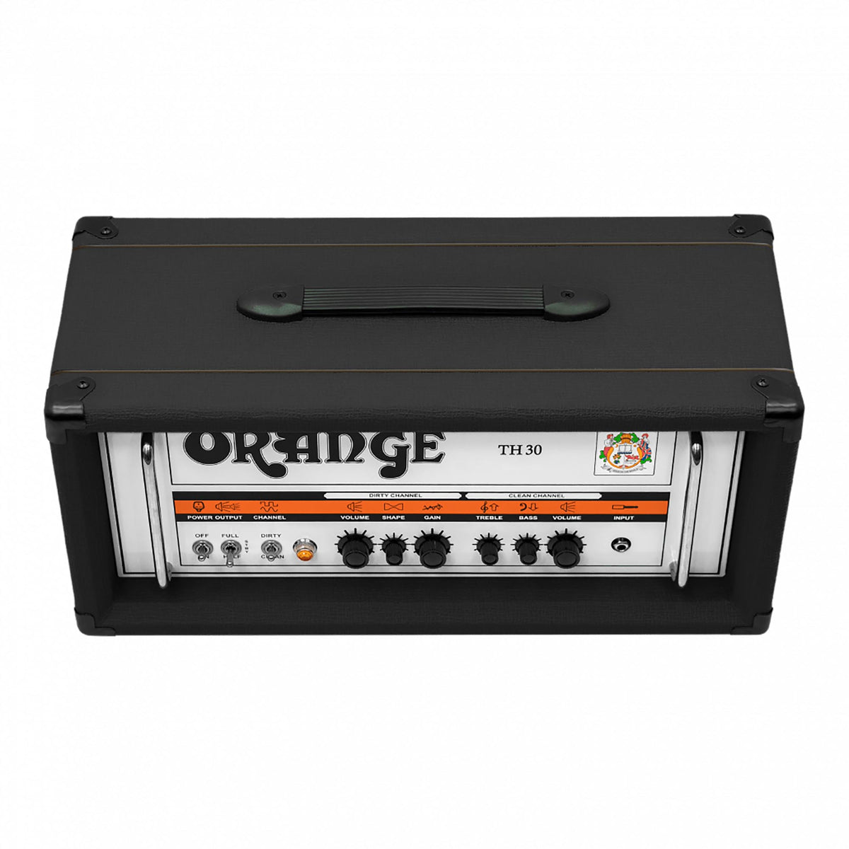 Orange TH30 30/15/7 Watt 2 Channel Tube Head, Black