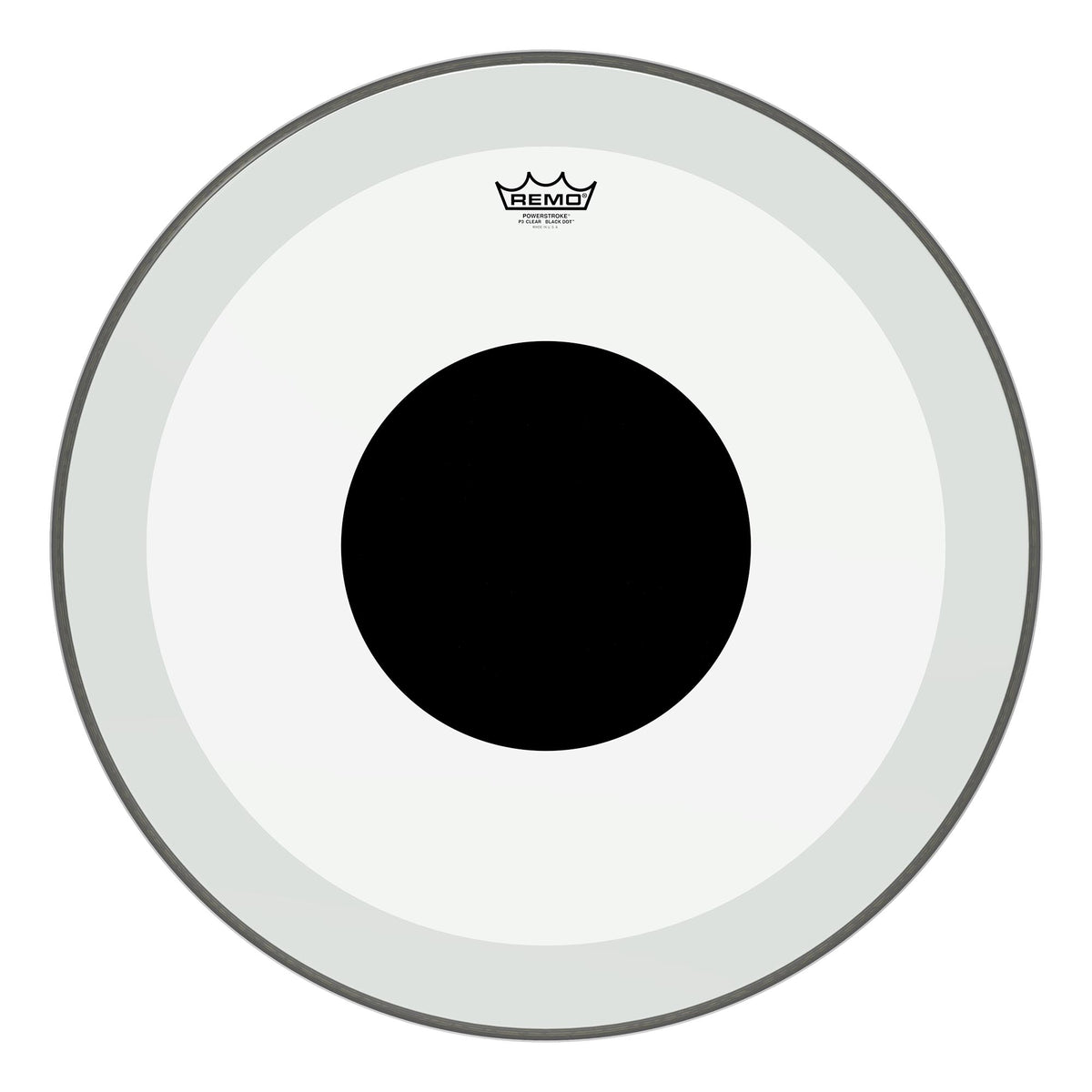Remo 24" Powerstroke 3 Bass Head - Clear - No Stripe - Top Black Dot