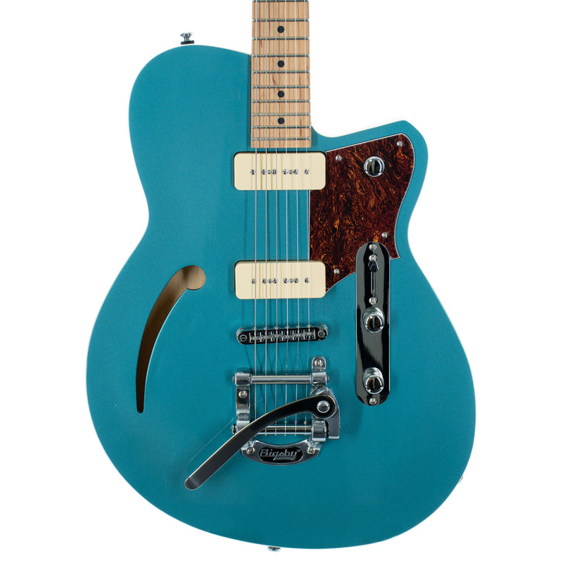 Reverend Club King 290 Electric Guitar with Bigsby, Roasted Maple, Deep Sea Blue