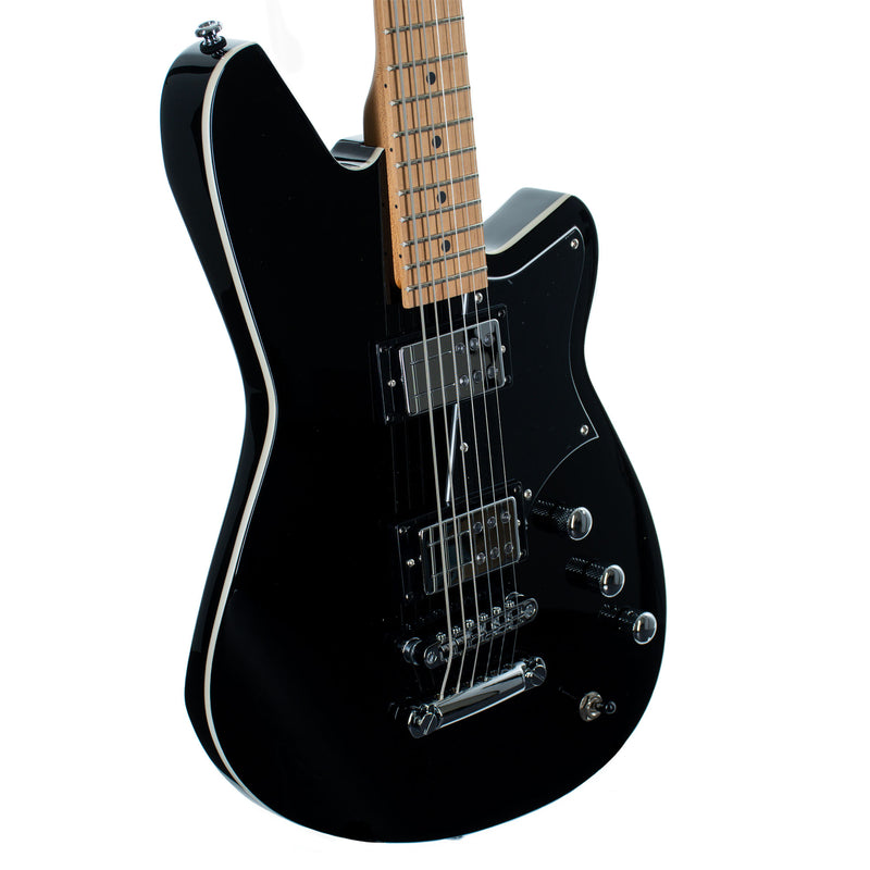 Reverend Descent RA Baritone Electric Guitar, Roasted Maple Neck, Midnight Black