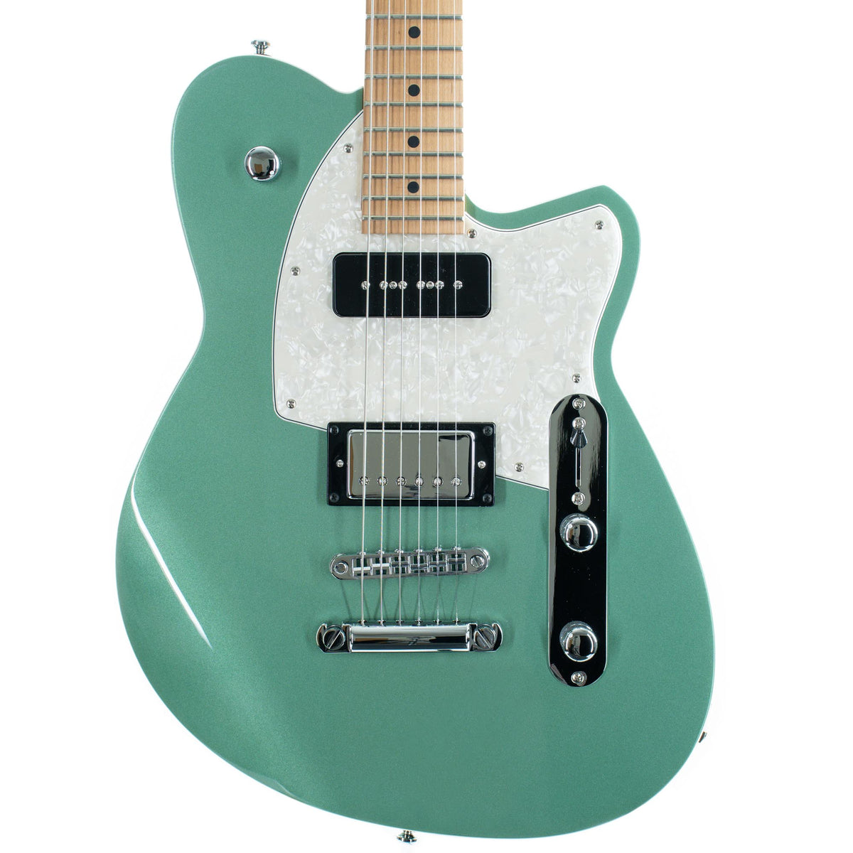 Reverend Double Agent OG Electric Guitar, Roasted Maple Neck, Metallic Alpine
