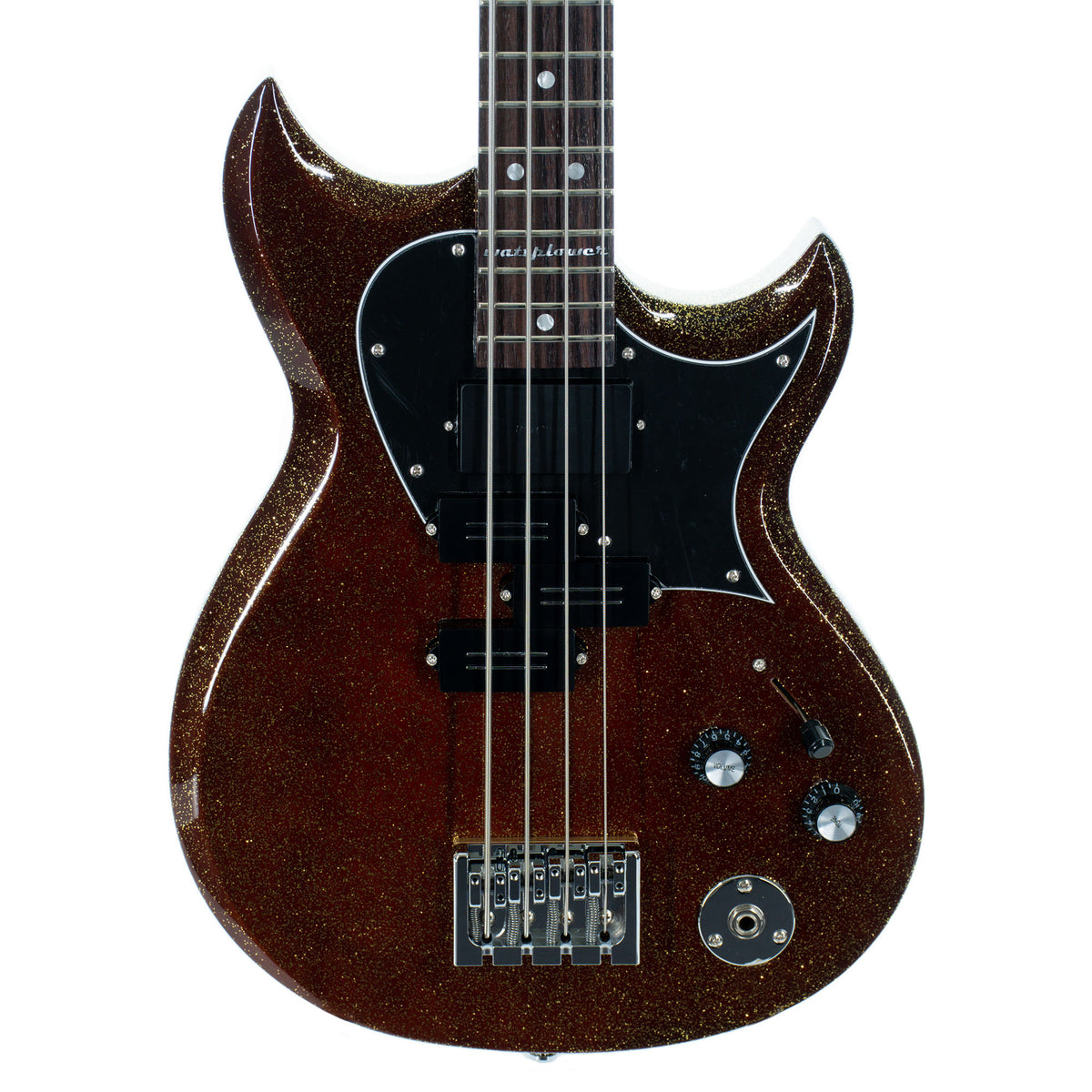 Reverend Mike Watt Wattplower Mark II Bass Guitar, Rosewood, Gloss Root Beer Sparkle