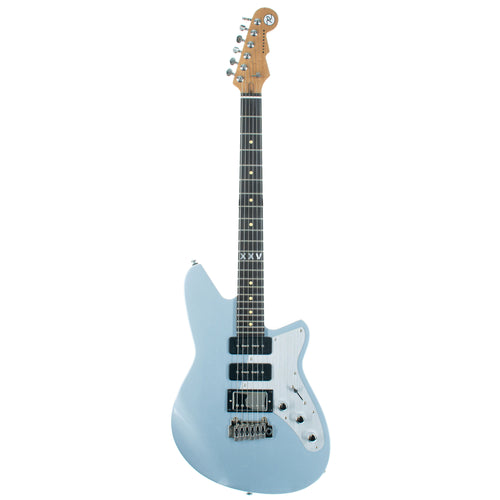 Reverend Six Gun HPP 25th Anniversary Edition Electric Guitar, Metallic Silver Freeze, Roasted Maple, Ebony