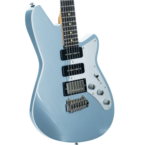 Reverend Six Gun HPP 25th Anniversary Edition Electric Guitar, Metallic Silver Freeze, Roasted Maple, Ebony