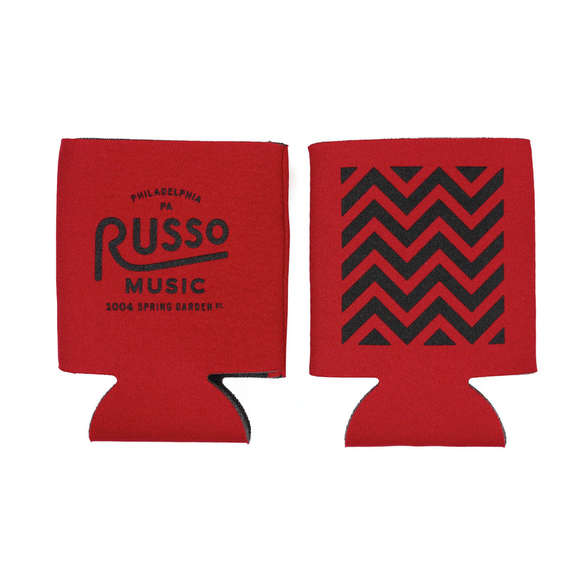 Russo Music Collapsible Can Koozie, 1004 Spring Garden, Red With Black Ink