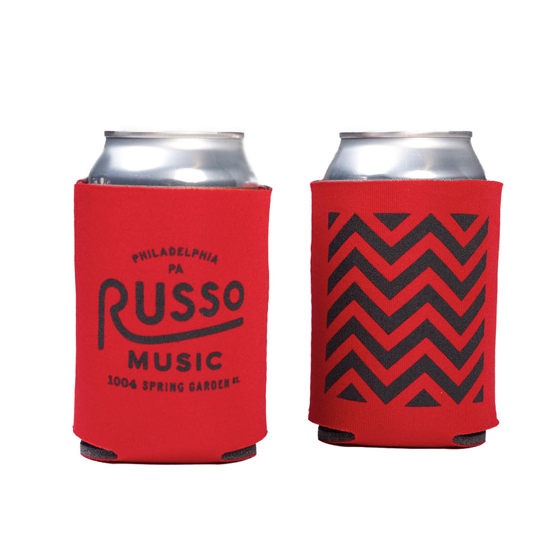 Russo Music Collapsible Can Koozie, 1004 Spring Garden, Red With Black Ink