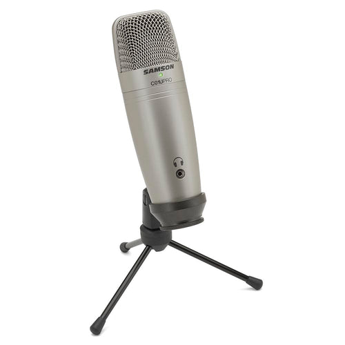 Samson C01U Pro USB Large Diaphragm Condenser Mic With Peak Led Headphones