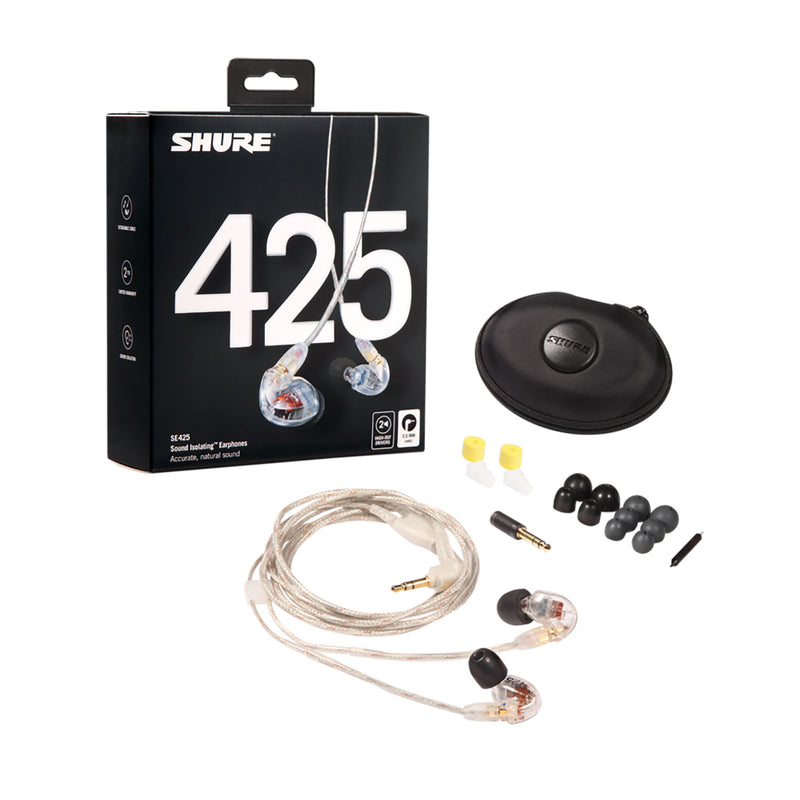 Shure Sound Isolating Dual Driver Earphones With Detachable Cable, Clear