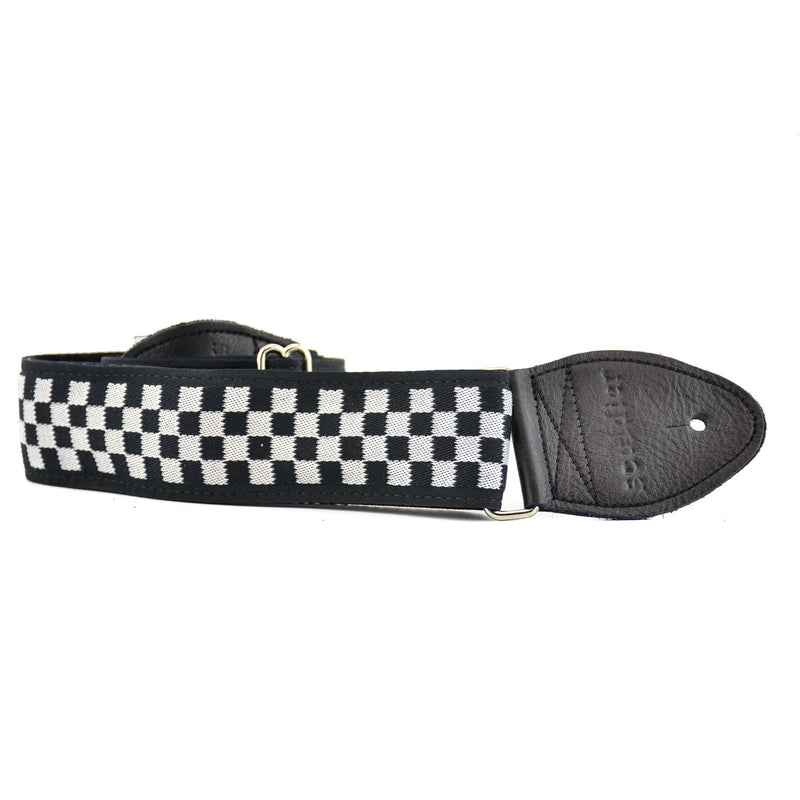 Souldier 2" Raceway Checker Guitar Strap - Black/white