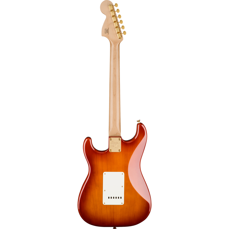 Squier 40th Anniversary Stratocaster Electric Guitar, Laurel, Gold Edition, Sienna Sunburst