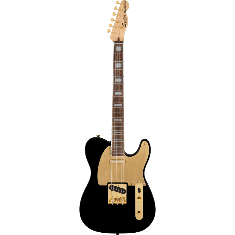 Squier 40th Anniversary Telecaster Electric Guitar, Laurel, Gold Edition, Black