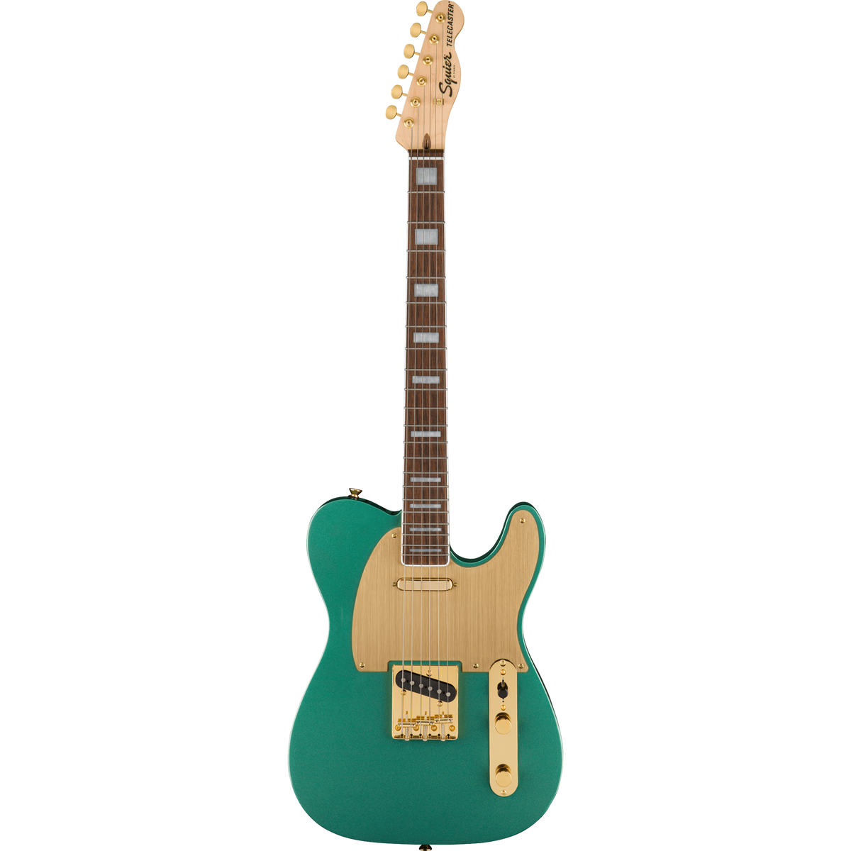 Squier 40th Anniversary Telecaster Electric Guitar, Laurel, Gold Edition, Sherwood Green Metallic