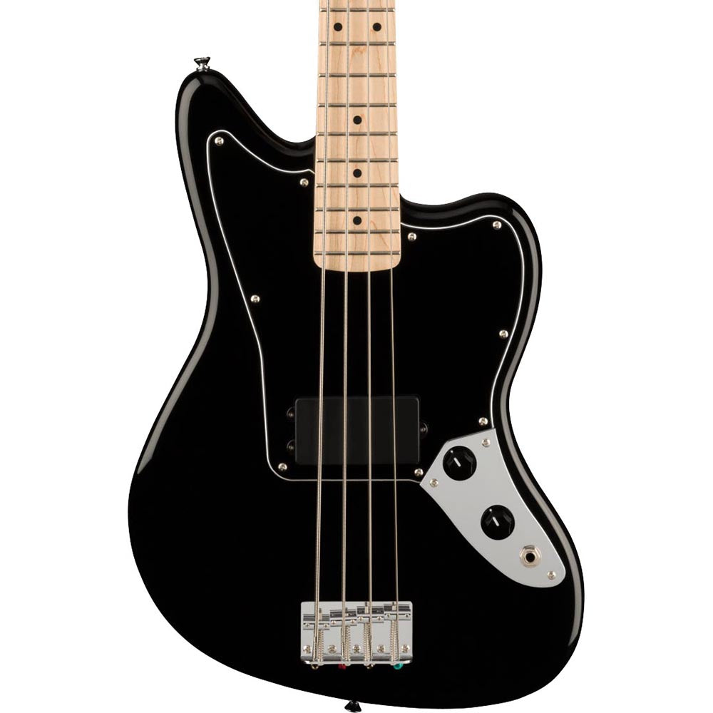 Squier Affinity Series Jaguar Electric Bass Guitar H Maple, Black Pickguard, Black