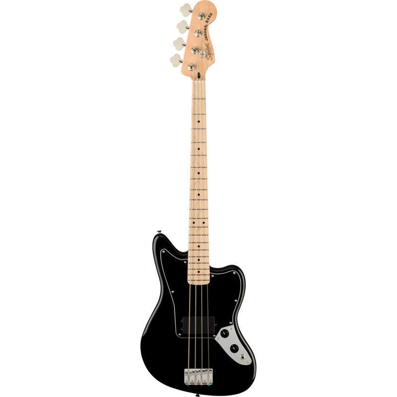 Squier Affinity Series Jaguar Electric Bass Guitar H Maple, Black Pickguard, Black