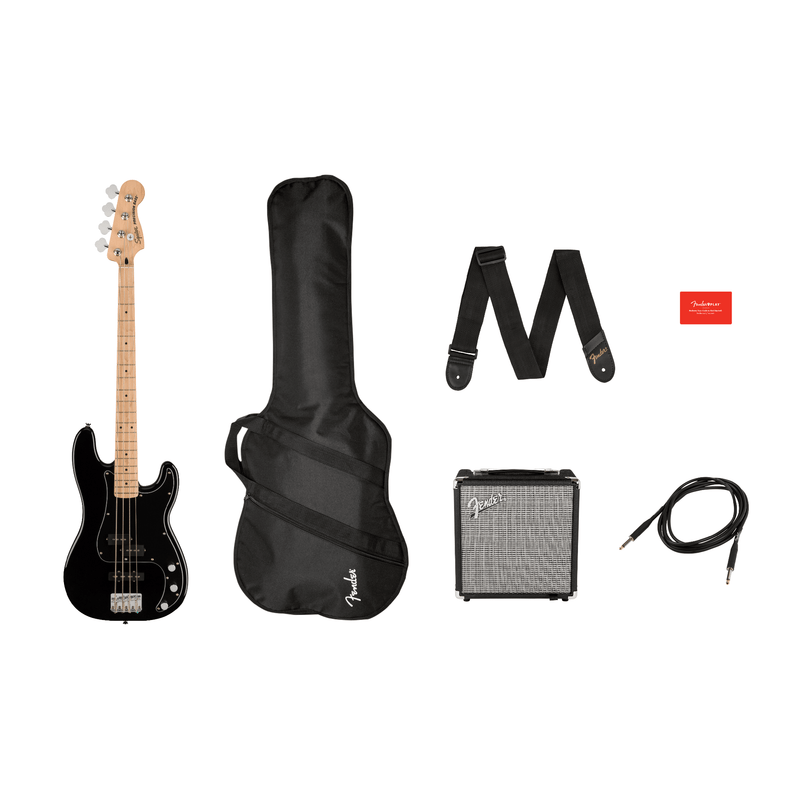 Squier Affinity Series Precision Bass PJ Pack Maple, Black, Rumble 15 120V