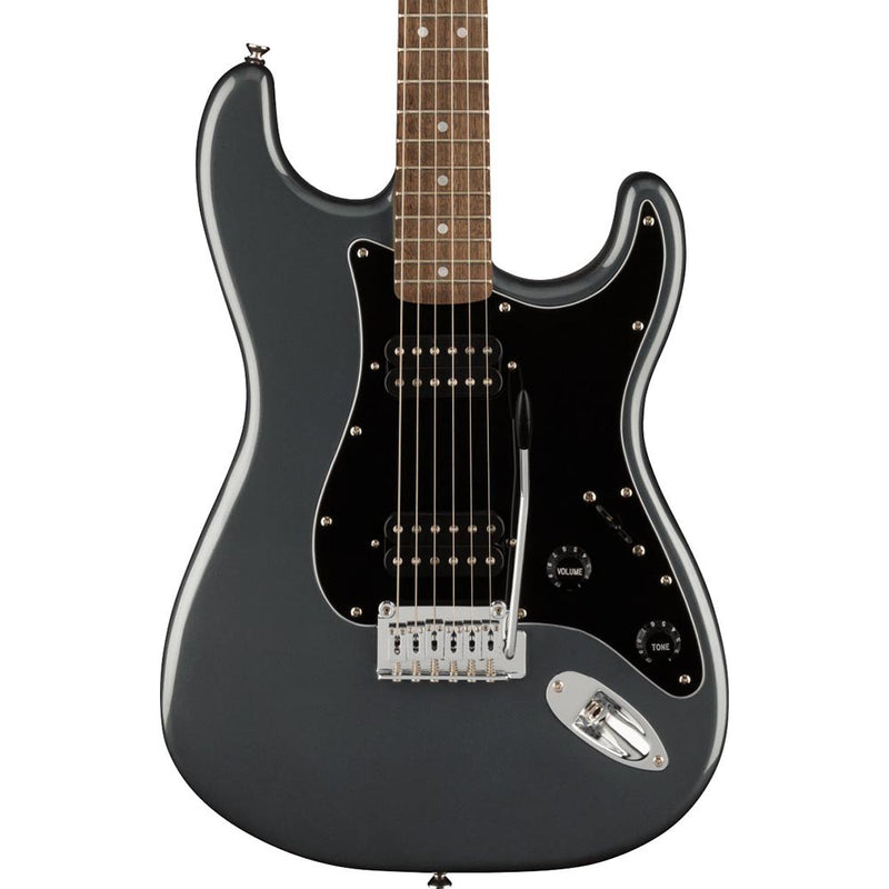 Squier Affinity Series Stratocaster HH Electric Guitar Laurel, Black Pickguard, Charcoal Frost Metallic