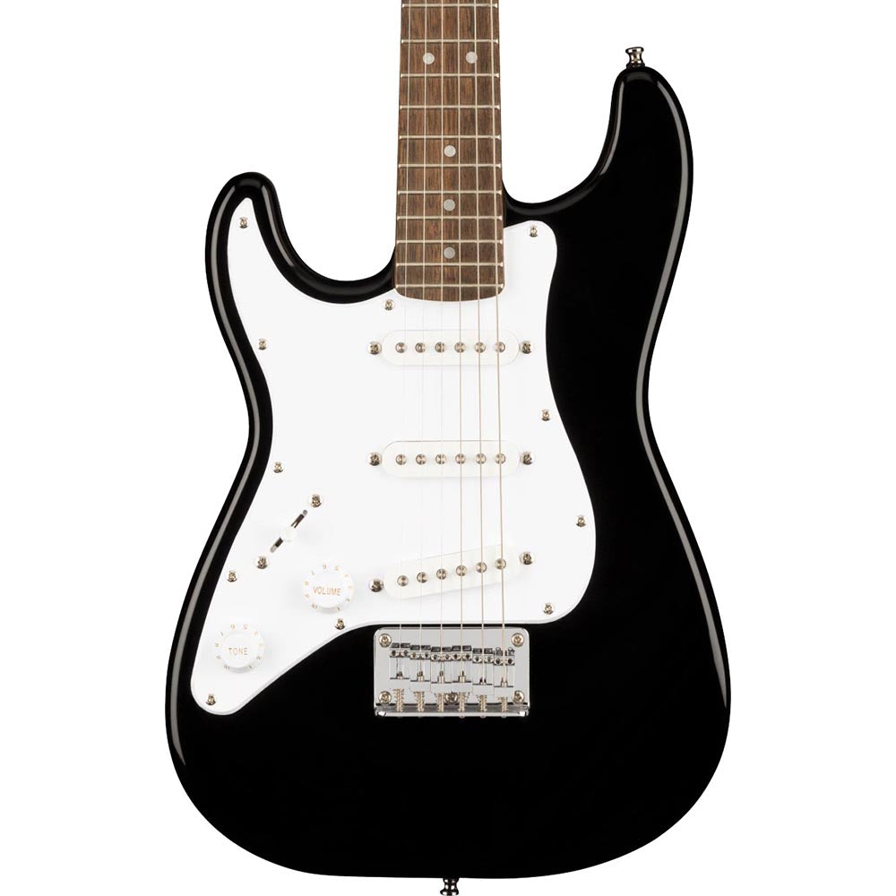 Squier Mini Stratocaster Left Handed Electric Guitar, Laurel Fingerboard, Black