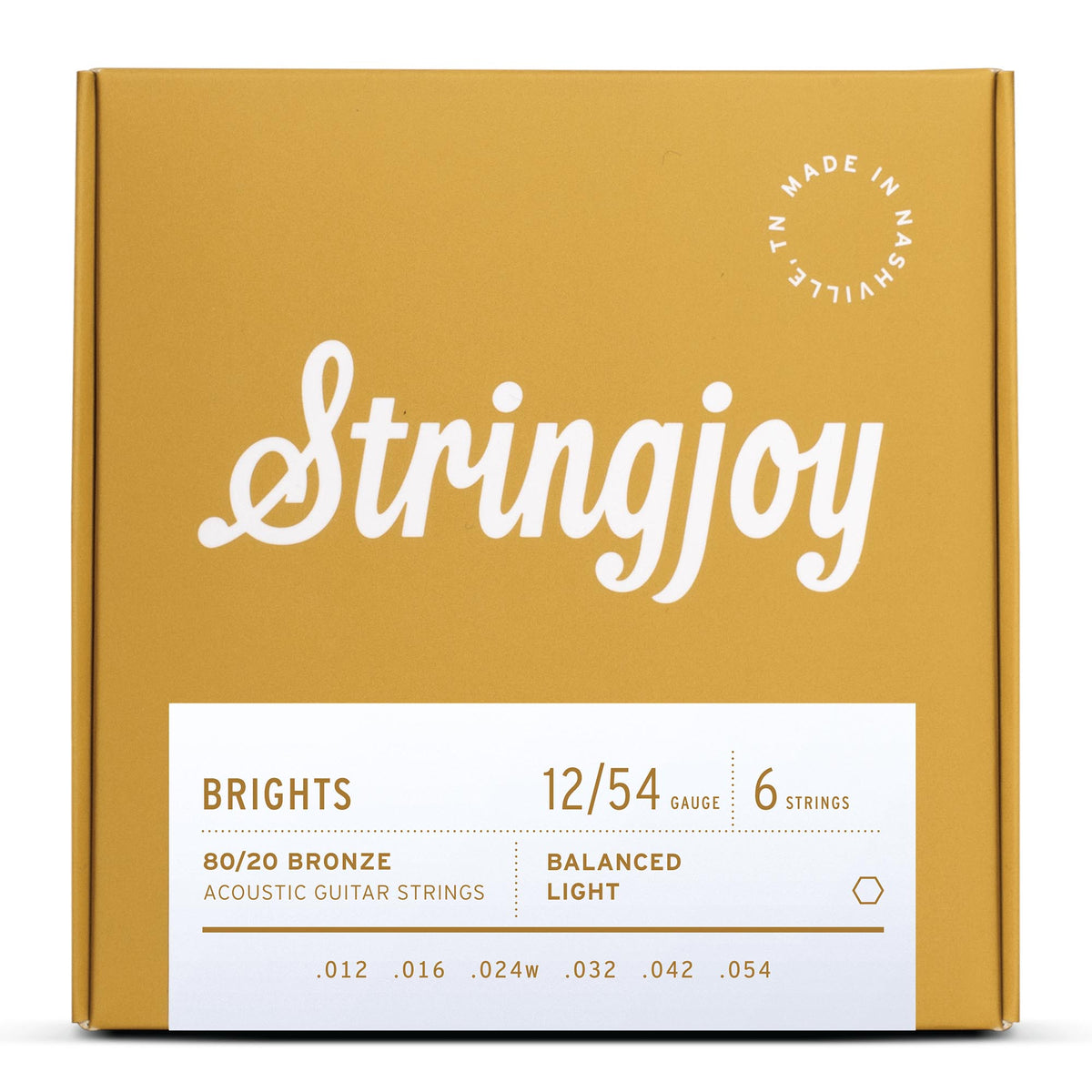 Stringjoy 12-54 Light Acoustic Bright Brass Strings