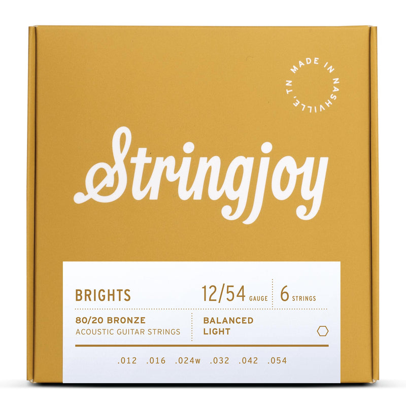 Stringjoy 12-54 Light Acoustic Bright Brass Strings