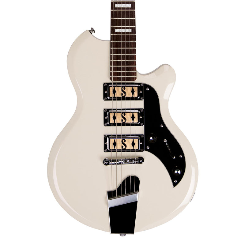 Supro Island Series Hampton Guitar - Triple Pickup - Antique White - Free Gig-Bag
