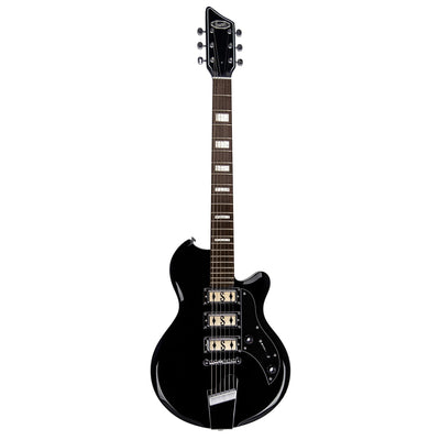 Supro Island Series Hampton Guitar - Triple Pickup - Jet Black - Free Gig-Bag