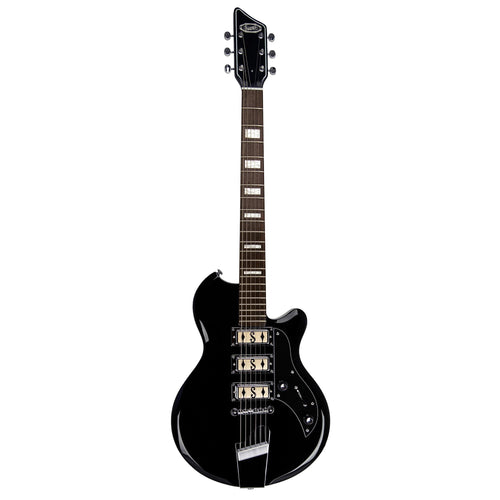 Supro Island Series Hampton Guitar - Triple Pickup - Jet Black - Free Gig-Bag
