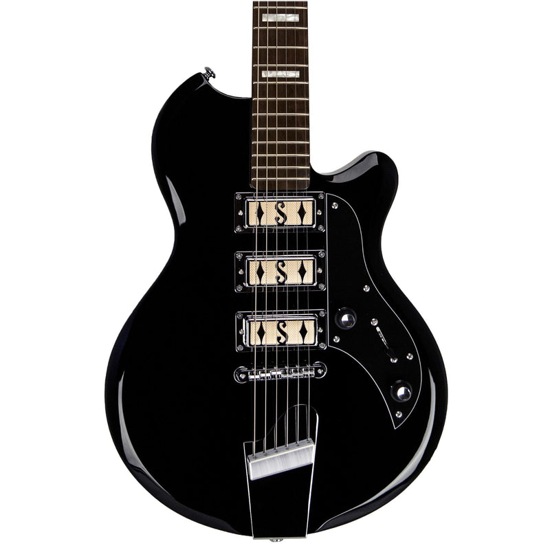 Supro Island Series Hampton Guitar - Triple Pickup - Jet Black - Free Gig-Bag