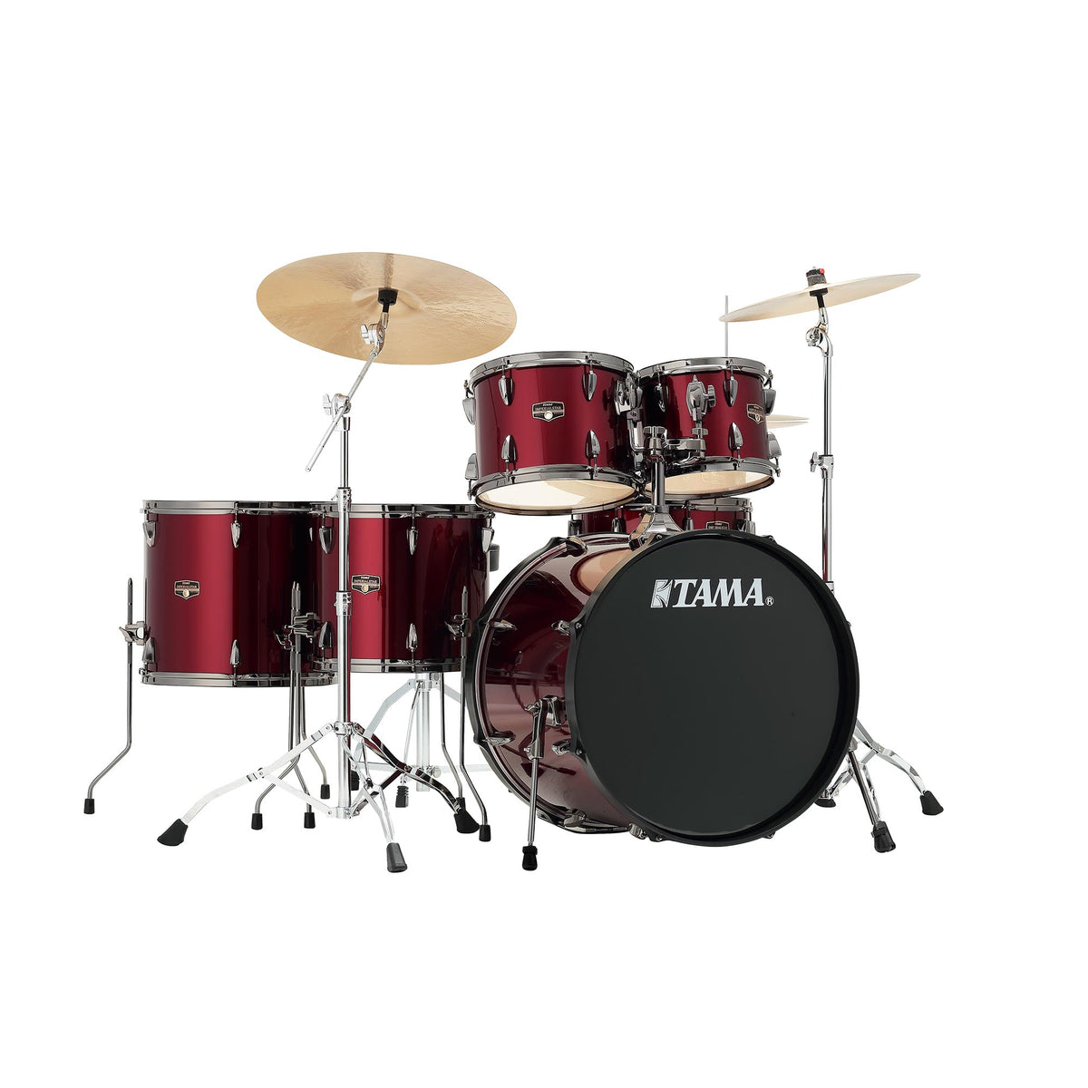 Tama 6 Piece Imperialstar Kit - Meinl HCS Cymbals Vintage Red Finish Black Nickel Hardware