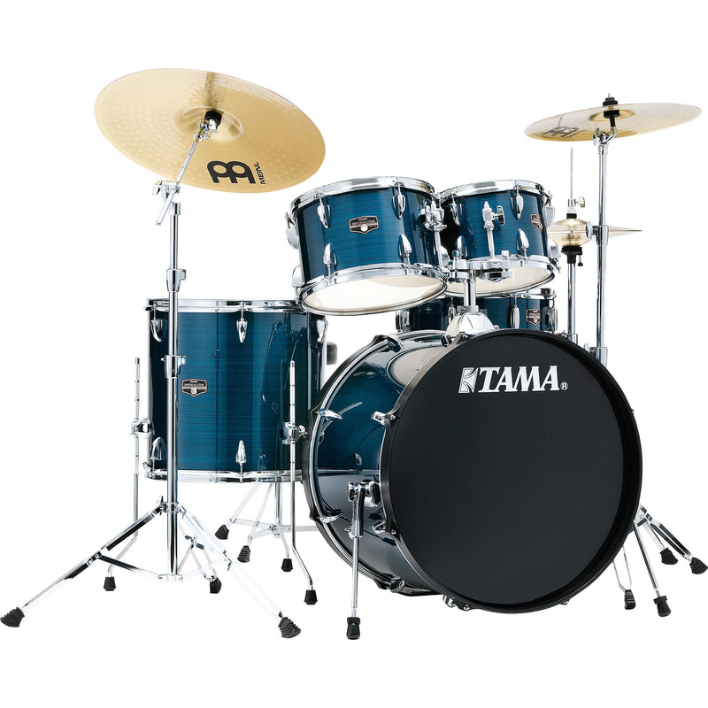 Tama Imperialstar 5 Piece Complete Kit With Meinl HCS Cymbals Hairline Blue 22 Inch Bass Drum